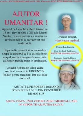 Campanie umanitară pentru salvarea lui Robert Ursache
