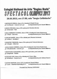 Comunicat Colegiul Naţional de Arte „Regina Maria”