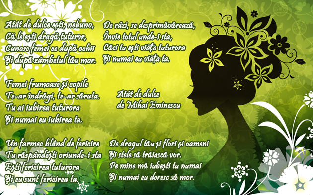 Lumea poeziilor: Mihai Eminescu - Atat de dulce
