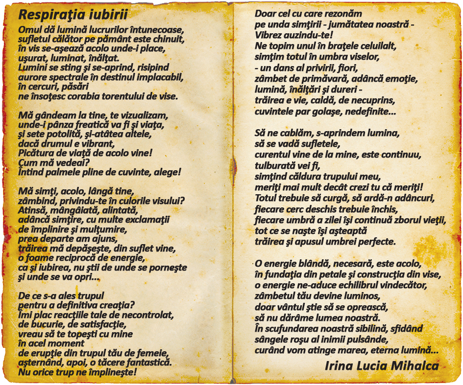 Lumea poeziilor, Irina Lucia Mihalca, Respiratia iubirii
