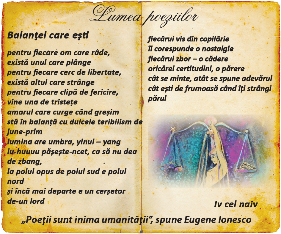 Lumea poeziilor, Iv cel naiv, Balantei care esti, poezii, versuri, poeti