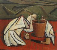 Pictura zilei „Natură statică cu ştergar şi pipă” de Alexandru Ţipoia