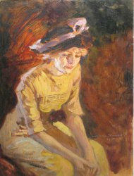 Pictura Zilei „Doamna în rochie galbenă” de Nicolae Vermont