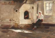 Pictura zilei „Vatră la Rucăr” de Nicolae Grigorescu