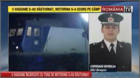 Pericol de explozie pe calea ferată. Cinci vagoane cu motorină au deraiat. Scurgeri de combustibil 