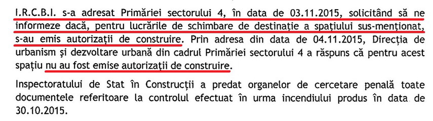 Inspectoratul de Stat în Construcții spune că a verificat legalitatea transformării clădirii în sală de concerte la patru zile după incendiu.&nbsp;