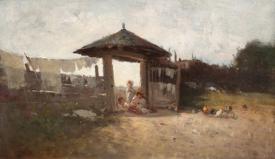 Pictura zilei „În fața porții” de Nicolae Grigorescu