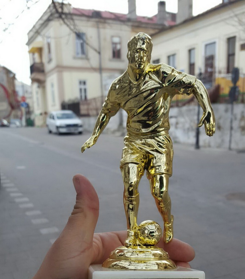 cea mai sufletista echipa tort personalizat si statueta cadou la petrecerea de final de an a formatiei