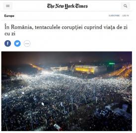 New York Times a publicat un articol în limba română. „În România, tentaculele corupției cuprind viața de zi cu zi” 