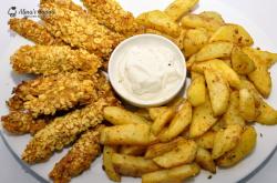 Crispy strips (la cuptor) și cartofi wedges