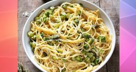 Spaghete Carbonara cu sparanghel, reteta italiana de paste