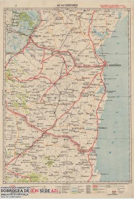 Hartă Constanța, realizată de M. Moldoveanu in 1928 