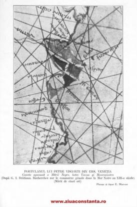 #citeșteDobrogea TOMI - CONSTANȚA monografie (1931). Capitolul II. Barbarii. Imperiul Bizantin. Constanța veacului de mijloc Genovezii înscriu pe hărțile comerciale Constanța      