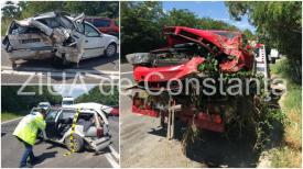 UPDATE. Imagini de la eveniment Accident grav pe DN 39, la intrare în localitatea 23 August. Două victime (galerie foto+video)        