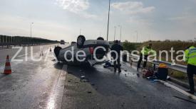 UPDATE. Imagini de la eveniment. Accident rutier pe Autostrada Soarelui! Mașină răsturnată, patru victime. Două, în stare de șoc. Intervine SMURD Medgidia (galerie foto+video)             