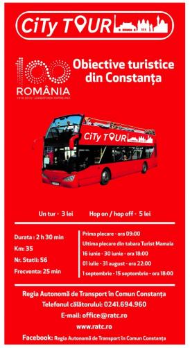 RATC Constanța La 100 de ani de România - CiTy TOUR oferă gratuit „100 de obiective turistice din Constanța”!