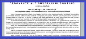 Ordonanţa de urgenţă numărul 92/2018 privind modificarea şi completarea unor acte normative în domeniul justiţiei