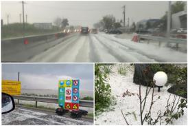 A fost Cod Portocaliu în judeţul Constanţa. Cu nori negri, pe cer, şi pământul albit de grindină (galerie foto)  