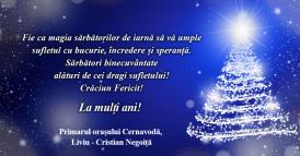 Primăria orașului Cernavodă Sărbători fericite alături de cei dragi şi  un An Nou îmbelşugat!   