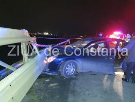 Constanța Accident rutier cu victimă pe DN 39, în sensul giratoriu cu Autostrada A4. O mașină a intrat violent în parapet (galerie foto+video) 