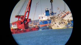 Portul Midia. Se continuă operațiunile în vederea verticalizării navei eșuate (galerie foto + video)     