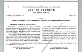 A fost publicată în Monitorul Oficial Legea nr. 69 privind pensiile militare de stat. Text integral 