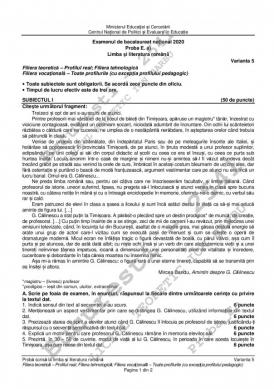 Bac 2020 „Arhanghelii“, de Ion Agârbiceanu, printre subiectele de la Limba și Literatura Română. Ce s-a cerut pentru profilul Real   