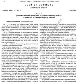 Legea carantinării și a izolării, publicată în Monitorul Oficial