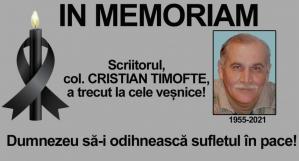 Scriitorul col. Cristian Timofte s-a stins din viață 