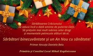 Primăria și Consiliul Local Mihail Kogălniceanu, mesaj de Crăciun și de Anul Nou