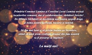 Primăria și Consiliul Local Lumina, mesaj de sărbători